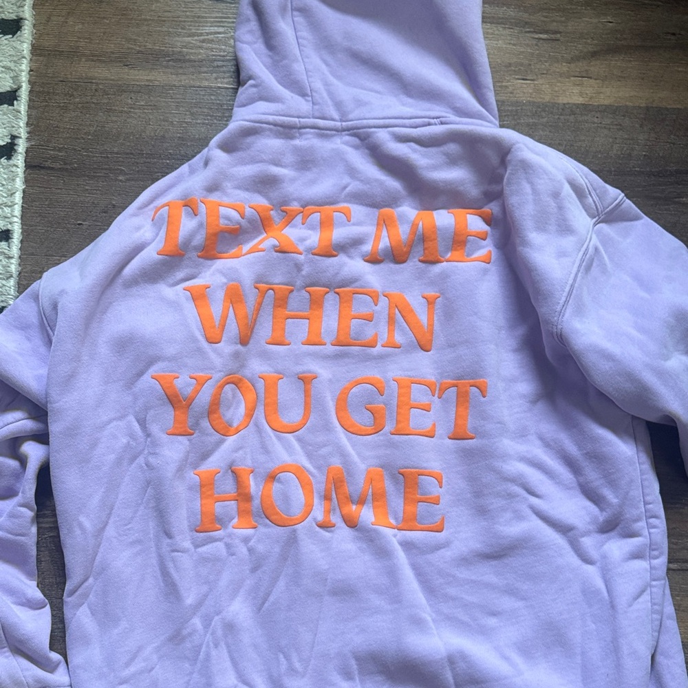 Lonely Ghost Text Me When You Get Home lavender and orange heavy-weight hoodie